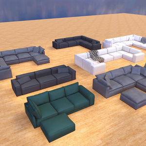 Couch and sofa Seating Pack 3D Props 缩略图 9
