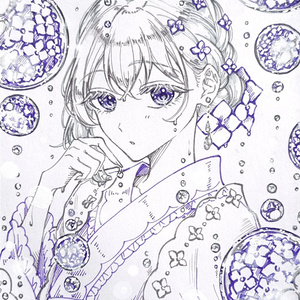 ファッションなデザイン 手描きイラスト創作水彩原画『見帰りの