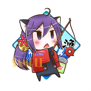 秋刀魚&鰯祭りモードなねこななく木製ストラップ 