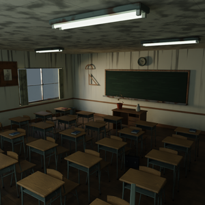 Unity / Blender】昭和の廃校ホラーアセット Vol.1 教室編｜62種・3状態・PBR対応【学校 / VRChat / ゲーム制作】