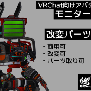 [モニターヘッド＆改変パーツセット] VRChatアバター/3Dアセット素材/商用可/