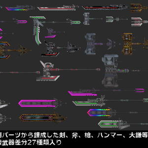 『FM-MW002 VL-Gatling』砲身回転アニメーション付き　武器70種、小物、テクスチャ7種セット 缩略图 3