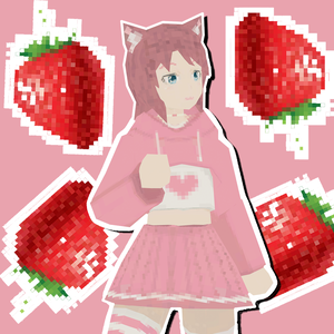 StrawberryPSX - プレイステーション スタイルのアバター、VRC フォールバックに適しています //  retro style avatar, good for VRC fallback