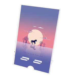 Horse and Sunrise　アクリルスマホスタンド - 100x160mm(ケーブル穴あり)