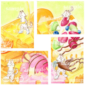 【直】イラスト原画「ワッフル山」　フレーム付