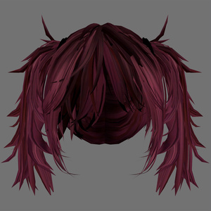 Spiky Emo Punk Twin Tails Hair | VRChat 3D Hair Asset