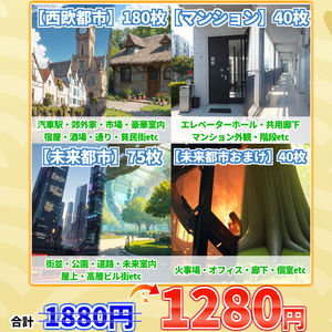 【まとめ割引！】現代＆中世西欧都市・未来都市・マンション背景イラストまとめパック6【TRPG・CoC背景素材/335枚】