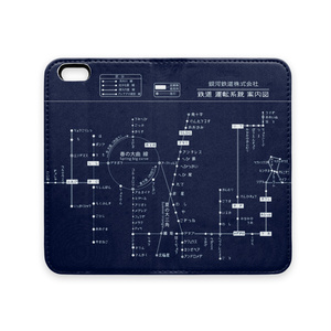 「銀河鉄道路線図」手帳型iPhoneケース（ベルト無し）