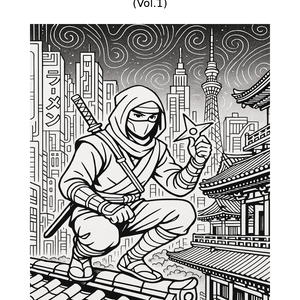 Neo Japanese Spirit – Printable Coloring Set (Vol.1) ネオ和風×未来的な塗り絵セット（PDF形式）