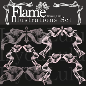 【商業利用可 Flame】 USD3$~ Gothic ゴシック devil cross Heart Pink 3sets.