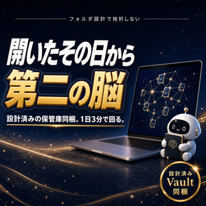 はじめての第二の脳 — Obsidian設計済みVault&使い方の教科書キット