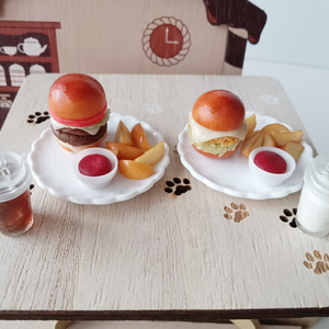ダブルバーガーorカツバーガーのフードミニチュアセット