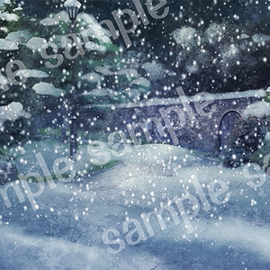 背景素材「雪の降る通路」