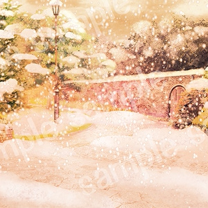 背景素材「雪の降る通路」