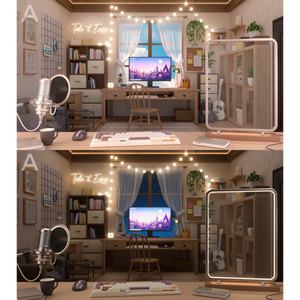 【Vtuber向け】【特別セール】【背景素材】[配信背景 多様な構図セット] [방송배경 다양한구도]Cozy Room.1