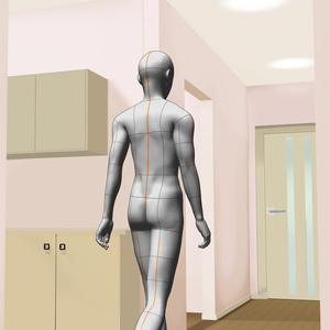 【3D背景素材】部屋数の多いマンション廊下+玄関