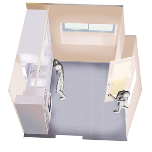 【オプション品１】3D背景素材・陽のあたるマンションランドリールーム・脱衣所