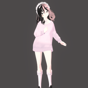 Cute Girl With Split color black and pink Hair