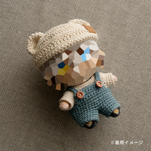 黒×白］にじぱぺっと ぬい服 ぬい帽子 ネコ耳 ニット帽 編み物 10cm