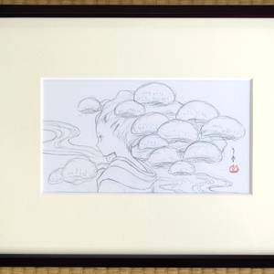 絵画「高田松原」のためのスケッチ　鉛筆線画直筆素描　オリジナル１点