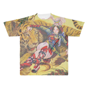 「捨身飼虎図」と「桜狩遊楽図」によるフルグラフィックTシャツ　ツナマヨさんモデル