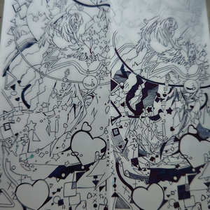 ほぼA4サイズのこいし絵たち(2枚)  額縁