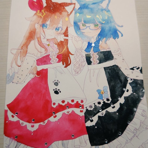 えーそら 猫耳メイド  大きい版  A4サイズ  額縁