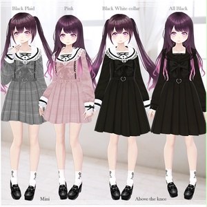 【VRoid用】レースリボン学園セーラーワンピース（新仕様・追加カラー）