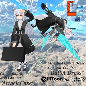 【VRC想定】【ますきゃっと向け】空戦型改造バトルドレス「BulletDress」＆偽装型小口径レールキャノン「AttackCase」