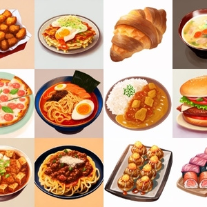【色々な食べ物のイラスト】著作権フリーの高解像度画像(100枚)