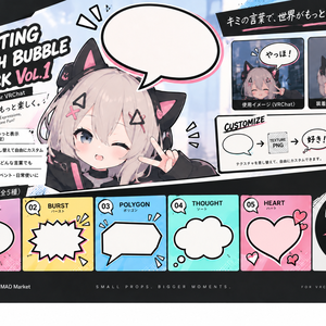 Floating Speech Bubble Pack Vol.1｜VRChat向け 文字変更対応 吹き出し5種セット