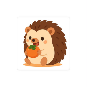 Hedgehog eating oysters sticker | Mogumofu