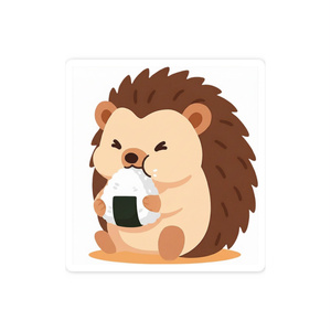 Hedgehog eating rice ball sticker | Mogumofu
