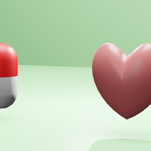 ハートとカプセル（3Dデータ）