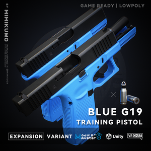 【3Dモデル】G19 Gen4 & Gen5 Blue Gun | Train Gun | Low-poly | v1.0