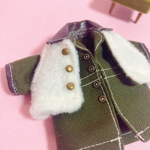 オビツ11 レザーパイピングロングコート & ボアジレ