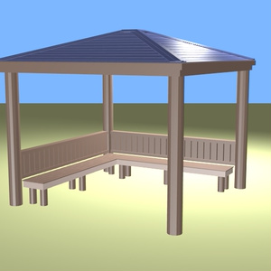 【3Dモデル】東屋(屋根付きベンチ)