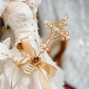 22cmサイズ ドール服 ギンガムチェックエプロンドレスセット