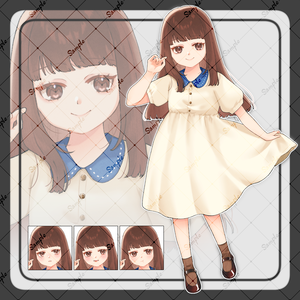 幼女_ワンピース 全身立ち絵4種+シルエット2種