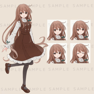 キャラクター立ち絵素材　茶色のロングヘア×ワンピースの女の子