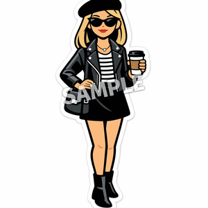 Paris Girl Digital Planner Sticker | Coffee Girl PNG for GoodNotes