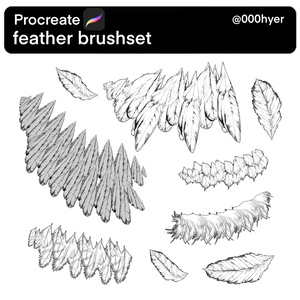 procreate美しい羽ペンブラシ マンガ向けリアル羽毛