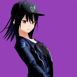 カゼコ（レザージャケットを着てキャップをかぶった女の子）　　　　　　　　　Kazeko (girl wearing a leather jacket and a cap)