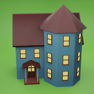 【3Dモデル】シンプルな青い家