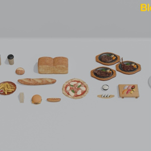 【無料3Dモデル】食品アセット 詰め合わせ 缩略图 3