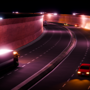 【Blender環境アセット】自動車付き高速道路 ローポリゴン PS1 N64風