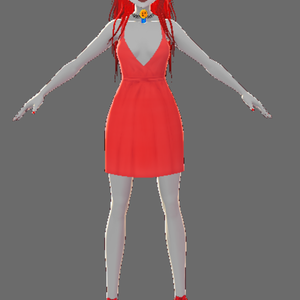 [VROID] Red Low-Cut Dress and Heels