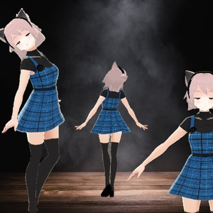 [3D Model] Cute Neko with Plaid Dress (VROID File, CAN be edited!)