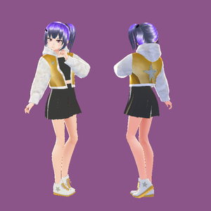 [3D Model] Fur and Gold Metallic Hoodie Outfit