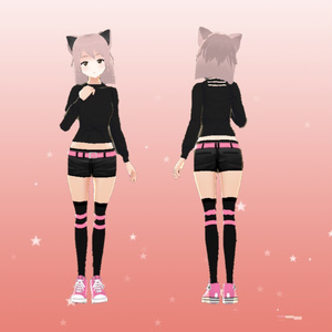 [3D Model] Cute Pink Neko Cutie